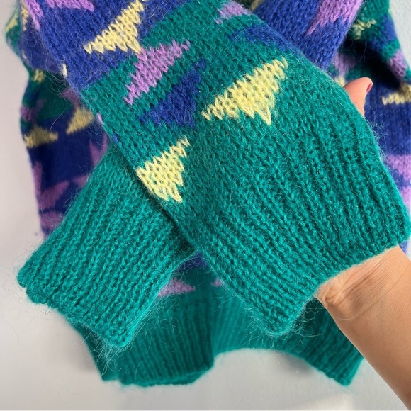 Vintage Gallagher Mohair Blend Sweater Snowflake Multicolor Sz XL Boho Relaxed - Picture 6 of 9